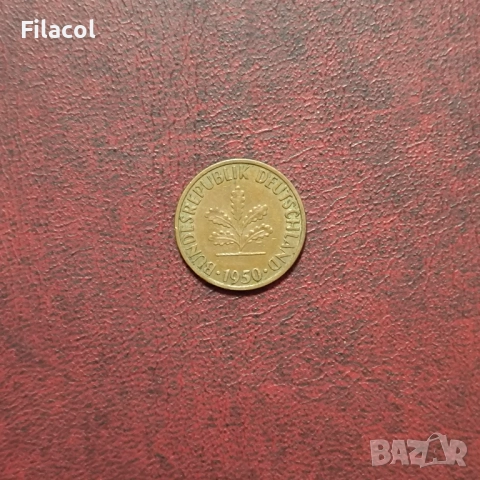 Германия 1 пфениг 1950 година МД 'J' - Хамбур, снимка 2 - Нумизматика и бонистика - 52919139