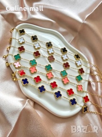 Гривна с детелини Van Cleef, Гривна Alhambra детелина от стомана, снимка 10 - Гривни - 52324589