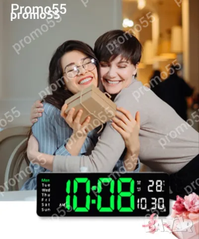 Безшумен светещ стенен часовник с голям Led дисплей, снимка 8 - Стенни часовници - 49050861