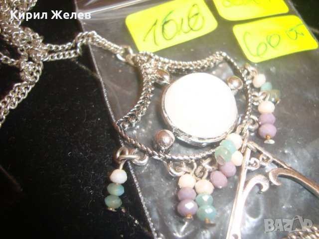 СРЕБРИСТ ОРИЕНТАЛСКИ СТИЛ МЕДАЛЬОН КОЛИЕ ОГЪРЛИЦА с БЯЛ и РОЗОВ КВАРЦ 8627, снимка 8 - Колиета, медальони, синджири - 30636867