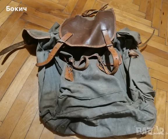 Здрава военна-туристическа, брезентова раница, обем 40 л, снимка 3 - Раници - 56252437