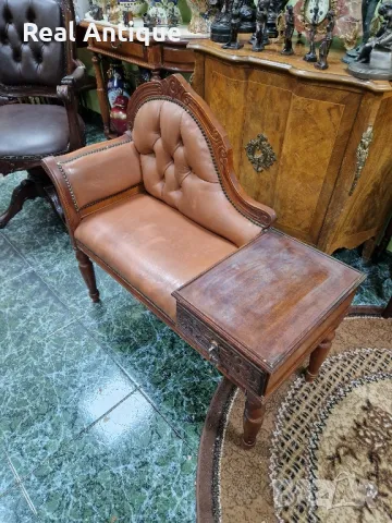 Страхотна антикварна английска салонна пейка , снимка 2 - Антикварни и старинни предмети - 48102857