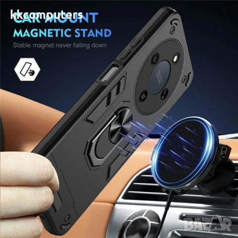 Калъф за Honor Magic8 Lite 5G - PC+TPU, с Ротационен стенд, Монтаж за Кола, 3 Цвята, Вкл. Протектор, снимка 4 - Калъфи, кейсове - 53174538