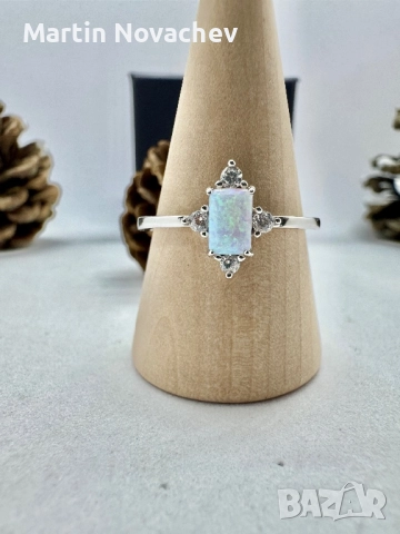 Сребърен пръстен с етиопски опал, снимка 5 - Пръстени - 52883210