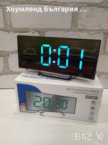 Настолен дигитален огледален часовник с LED цифри, термометър и аларма, снимка 1 - Други - 29413071