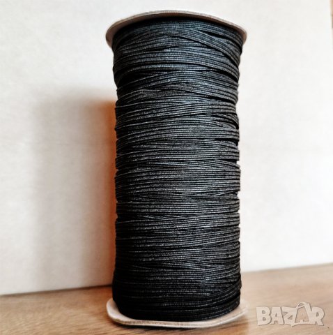 Ролка черен ластик 5 мм, плосък тъкан (плетен), 91 метра, снимка 3 - Други стоки за дома - 42822585