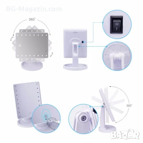 Настолно огледало с лед осветление LED стойка за гримиране грим тоалетка баня ново луксозно, снимка 3 - Други - 51049360