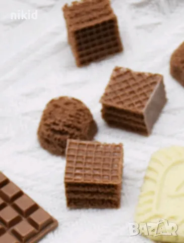 3d 4 кубчета вафлички вафли вафла силиконов молд форма фондан шоколад смола гипс, снимка 4 - Форми - 49092774