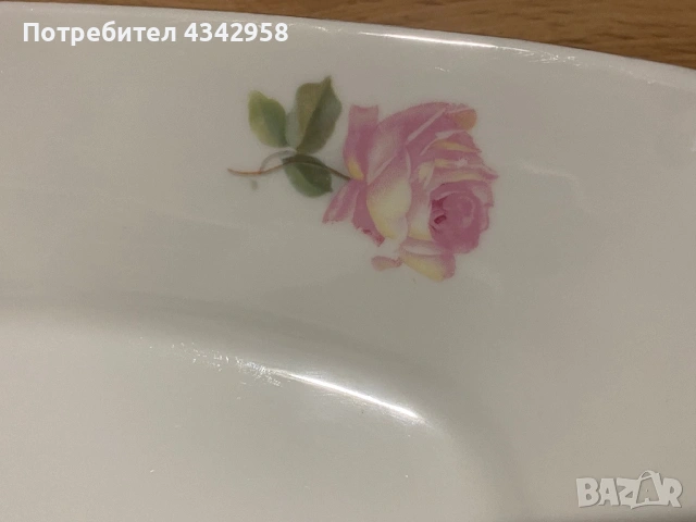 Винтидж порцеланово плато Koenigszelt Germany с рози.1930-1945 г., снимка 3 - Антикварни и старинни предмети - 53891476