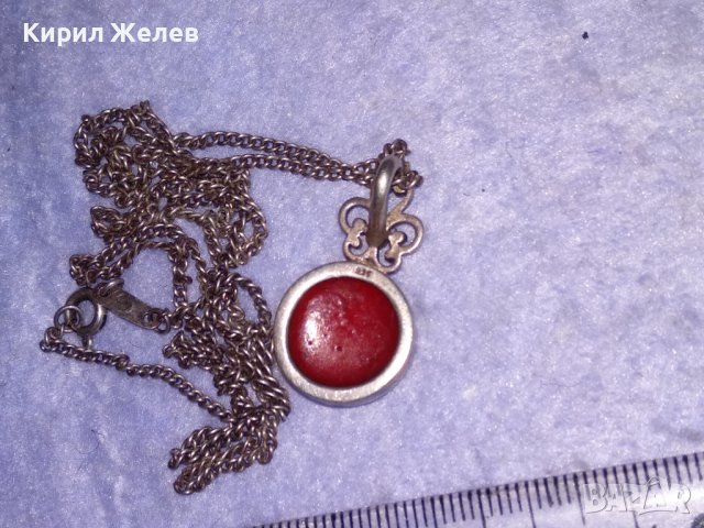 АВТОРСКО СРЕБЪРНО АР ДЕКО КОЛИЕ СРЕБРО 925 Част От КОМПЛЕКТ с ШЛИФОВАН НАТУРАЛЕН ЧЕРВЕН КОРАЛ 34618, снимка 11 - Колиета, медальони, синджири - 39569186