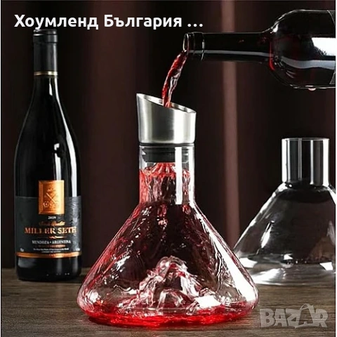 Декантер - бутилка за вино и уиски с 3D планина, снимка 3 - Чаши - 54302684
