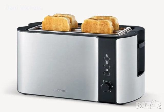 Тостер Severin AT 2590 1400W Сребрист, снимка 2 - Тостери - 52737522