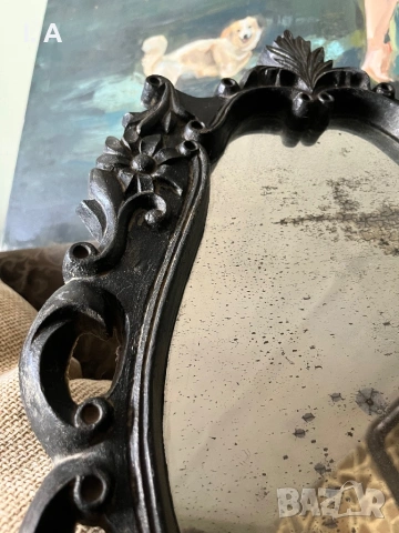 Антично огледало в дървена рамка 1987г., снимка 2 - Антикварни и старинни предмети - 53882219