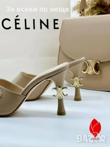 Celine Дамски Чехли На Ток Селин - Бежови Или Черни Код SEM-468, снимка 5 - Чехли - 55871560