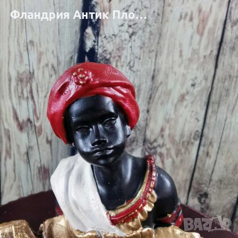 Статуетка - Африканче с листо, снимка 2 - Статуетки - 42905250