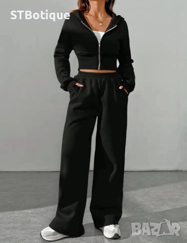 🌸 Дамски Елегантен Комплект с Цип – Суитшърт и Панталони | STBoutique 🌸, снимка 5 - Спортни екипи - 51952450