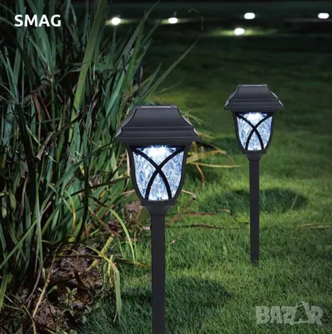 LED слънчев фенер соларна лампа бяла светлина пластмаса черен 34 см S_1210199