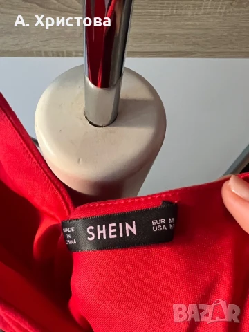 Червена къса рокля със тънки презрамки, снимка 2 - Рокли - 51271694