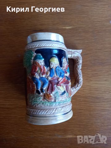 Голяма Релефна керамична  халба за бира , снимка 1