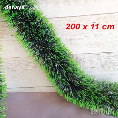 3224 Коледен зелен гирлянд със светло зелени връхчета, 200 x 11cm