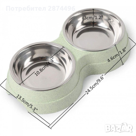 2988 Двойна хранилка пластмасова с метални купички, снимка 6 - Други стоки за животни - 36398576