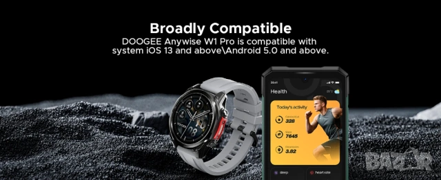 Смарт часовник Doogee Anywise W1 Pro - 1.43" AMOLED, Stainless Steel, снимка 15 - Смарт часовници - 54063300