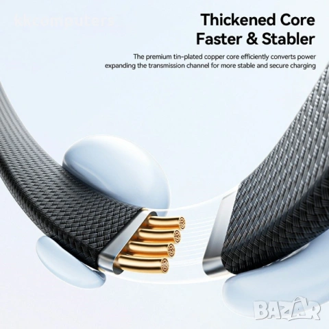 ESSAGER USB-A към Type-C L-Shape Кабел за Данни и зареждане 7A 100W с Поставка за Игри 1 м, снимка 7 - Оригинални зарядни - 54087752