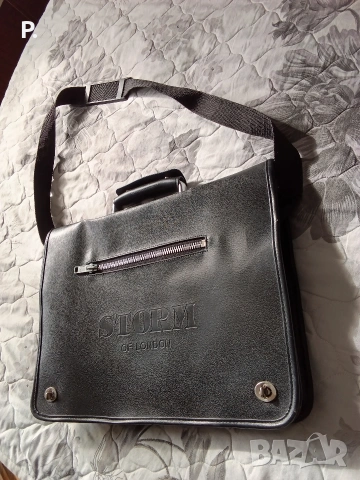Storm of London черна кожена чанта , снимка 4 - Чанти - 53140162