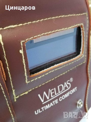 WELDAS Маска заваръчна кожена,соларен панел реален цвят DIN 5-13.Сменяема батерия , снимка 2 - Други машини и части - 29917016