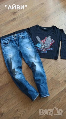 Дамски оригинални дънки и блуза, снимка 3 - Дънки - 53374683