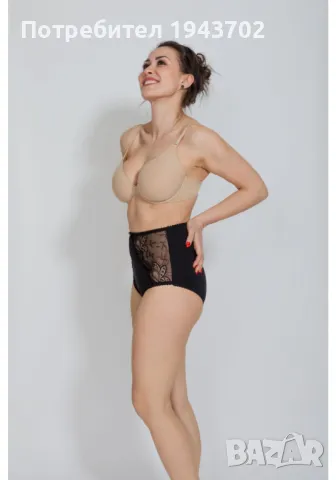 Бикини с висока талия и дантела в черен цвят AGA, снимка 3 - Бельо - 48340600