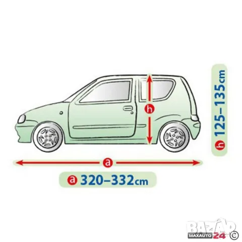 Покривало Kegel за Fiat Cinquencento, размер S2, сиво, 320-332 см, сиво, снимка 6 - Аксесоари и консумативи - 55861585