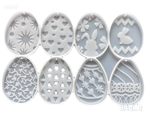 Яйце Яйца с декор Великден Великденски силиконов молд форма фондан смола шоколад гипс висулка, снимка 4 - Форми - 54185041
