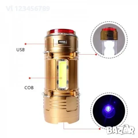 Фенер за къмпинг LL-108A USB изход, аварийна лампа 5 в 1, снимка 3 - Къмпинг осветление - 50693343