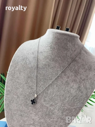 Сет/Комплект JL Famous Clover Silver Black, снимка 2 - Колиета, медальони, синджири - 52837798