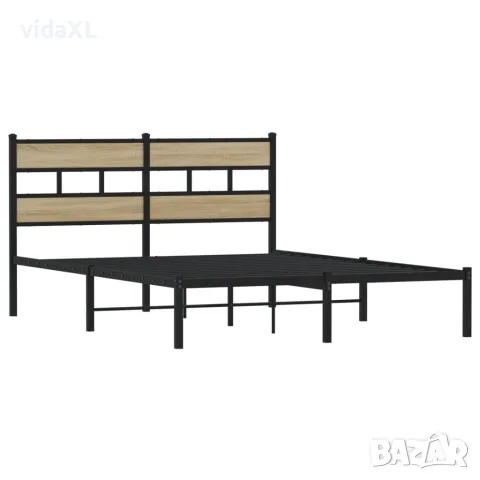 vidaXL Метална рамка за легло, без матрак, сонома дъб, 160x200 см, снимка 3 - Спални и легла - 56147476