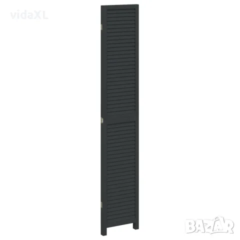 vidaXL Разделител за стая, 3 панела, черен, дърво пауловния масив, снимка 5 - Паравани - 56147335