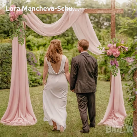 Ефирни тюлени шалове за декорация на арки и маси (Розово/Корал) – 23 бр.