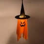 Висяща декорация за Хелоуин / Halloween – дух с тиква и LED, топла бяла, Ø38x100 см_1244357, снимка 3