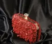 Вечерна клъч нов - чанта в цвят червен ръчна изработка, снимка 3