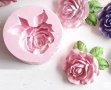 Голяма Разцъфнала Роза с листа силиконов молд форма за декорация торта фондан шоколад и др, снимка 1