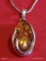Сребърно колие с висулка от БАЛТИЙСКИ КЕХЛИБАР цвят коняк майсторска ръчна изработка 30867, снимка 3