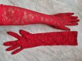 Дантелени червени ръкавици , снимка 1