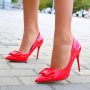 Обувки на ток - червен лак - 15797