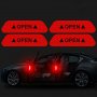 4бр. Светлоотразителнни стикери Open за Автомобил - Червен, снимка 1
