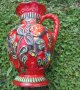 Красива германска ваза или кана, червена със синьо, снимка 8