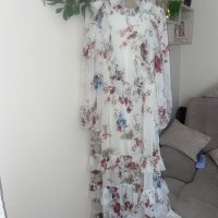 разкошна  нова дълга елегантна рокля  волани къдри Reaerved флорален нежен принт цветя, снимка 9 - Рокли - 42157211