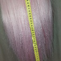 80 см. Дълга права перука в светло розово , снимка 7 - Аксесоари за коса - 42778856