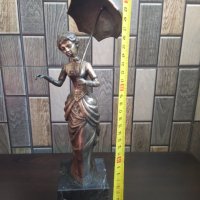 Бронзова Скулптура във Сребърно Покритие-Дамата със Чадъра 19 Век Испания , снимка 11 - Статуетки - 42112272