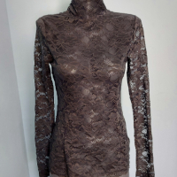 Дантелена еластична блуза "Neo noir" / сива дантела, луксозна категория , снимка 2 - Корсети, бюстиета, топове - 36575209